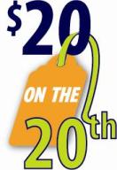 $20 on the 20th logo