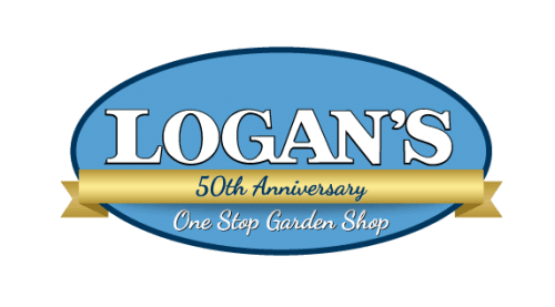 Logo of Logan's with a blue, horizontal oval, with white text "LOGAN'S" and dark navy text "50th Anniversary" written in cursive.