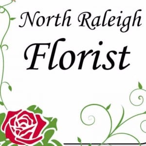 North Raleigh Florist Logo with a red rose in the bottom of the corner