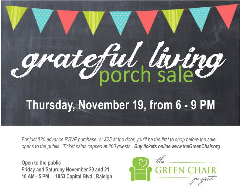 Green Chair Grateful Living Porch Sale Shop Local Raleigh