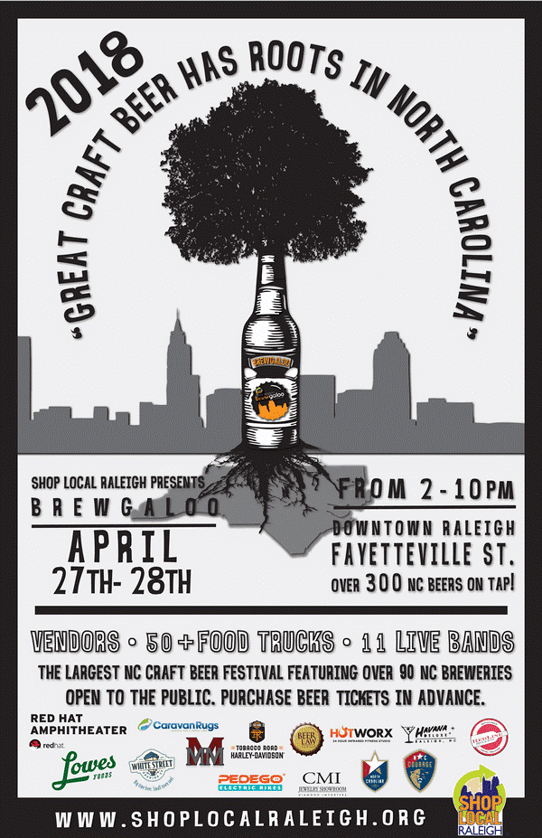 Shop Local Raleigh presents Brewgaloo! 2 Brewgaloo 2018 Poster