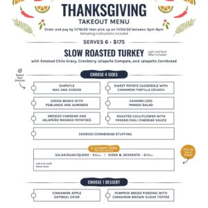 Salt & Lime Cabo Grill Thanksgiving Menu