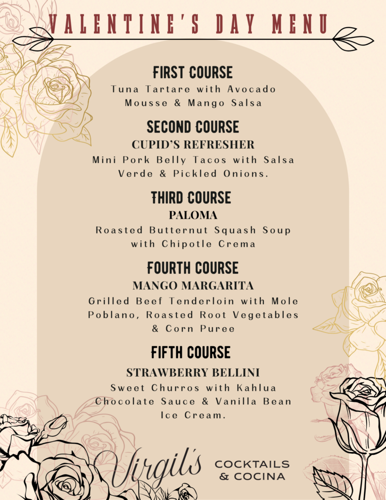 Valentines Day Menu Virgils 2025