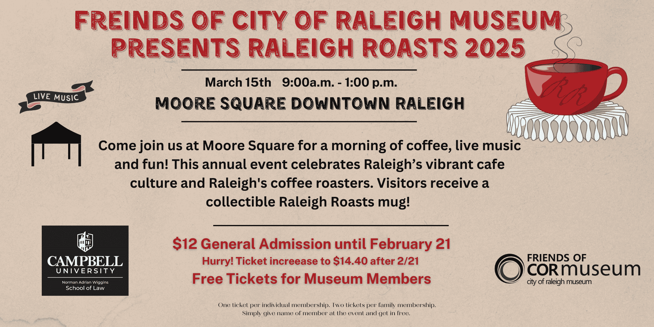Friends of the City of Raleigh Museum Raleigh Roasts