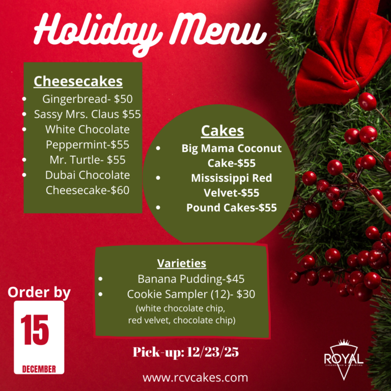 Holiday Menu royal cheesecake